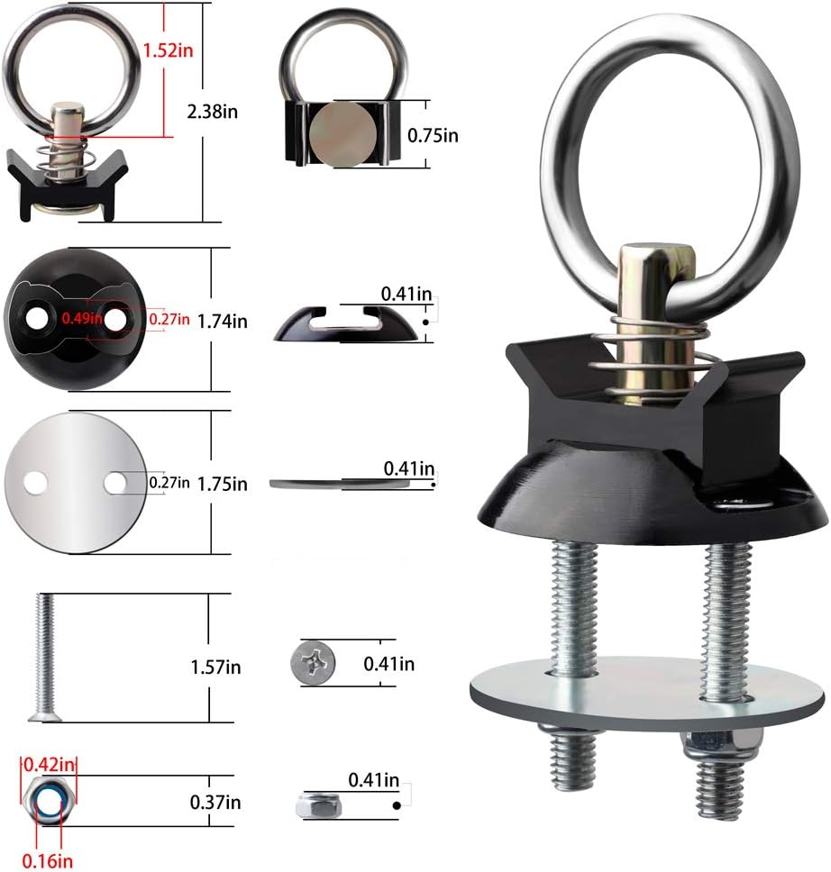Anchorage Point Kit HERCOO Round Tie Down Anchor Point Kit Bolt on Track Fitting with Quic