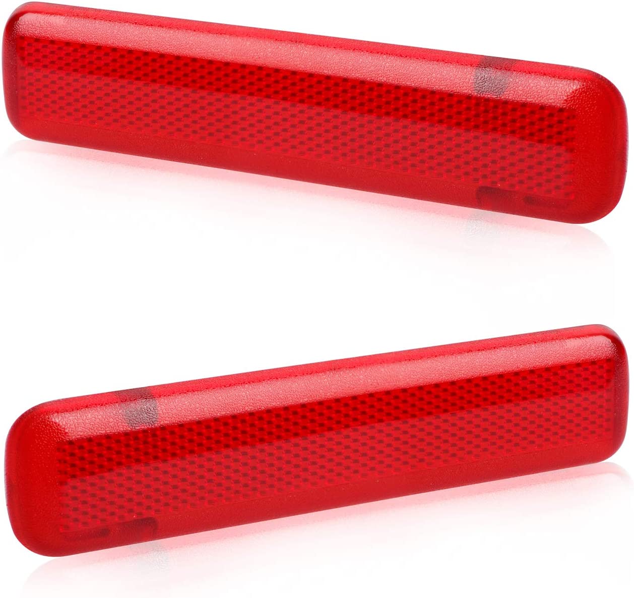 HERCOO Rear Door Trim Panel Red Left & Right Reflector Light Cover Compatible with 2003-2007 GMC Sierra 15183155 15183156 74367 74368, Pack of 2