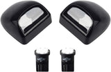 HERCOO LED License Plate Light Lamp Lens White Bulbs Black Rear Housing Compatible with 1999 after Silverado Sierra Avalanche Suburban Escalade Yukon GMC Cadillac Truck Step Bumper, Pack of 2
