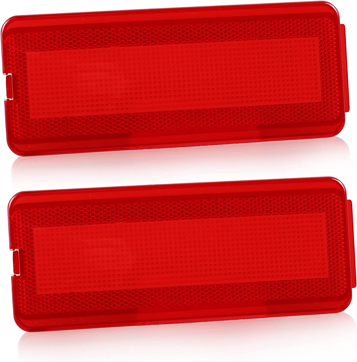 HERCOO Interior Door Reflectors Red Front & Rear Reflector Light Cover Compatible with Ford Excursion 2000 to 2005, F250 F350 F450 F550 Super Duty 1999 to 2007, Pack of 2