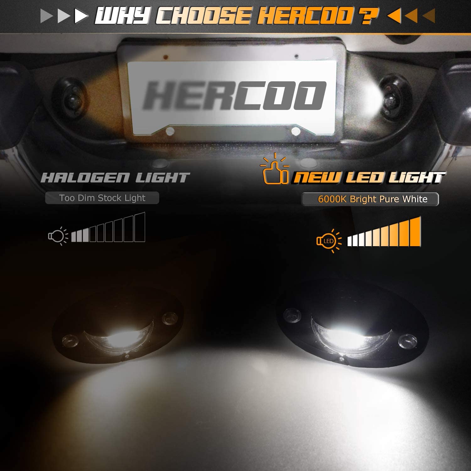 HERCOO LED License Plate Light Lens Rear Lamp Socket Wiring Harness Pigtail Black Housing Compatible with 1994 1995 1996 1997 1998 1999 2000 2001 2002 Dodge Ram 1500 2500 3500 Pickup Truck Step Bumper
