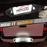HERCOO LED License Plate Light Lamp Lens White Bulbs Black Truck Rear Housing Compatible with 2005-2015 Tacoma 2002-2013 Tundra Pickup Truck Rear Step Bumper Aftermarket Repalcement, Pack of 2