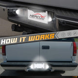 HERCOO LED License Plate Light Lamp Lens White Bulbs Chrome Truck Rear Housing Compatible with 1992 1993 1994 Blazer 1988 to 1999 C1500 K1500 Suburban Tahoe GMC Sonoma Yukon, Pack of 2
